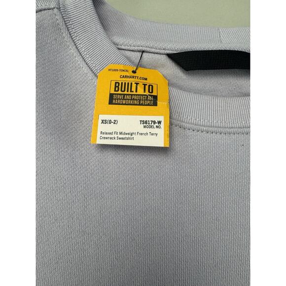 Carhartt Sweatshirt Women Purple Relaxed Fit Midweight Crew Neck Logo XS - Picture 3 of 6